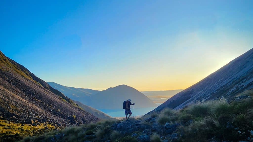 Jimi Hunt walking on the Te Araroa Trail.